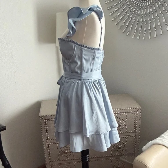 Altar’d State Light Blue Ruffled Mini Dress S - Picture 4 of 5